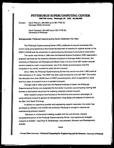 Pittsburgh Supercomputing Center Celebrates Two Years