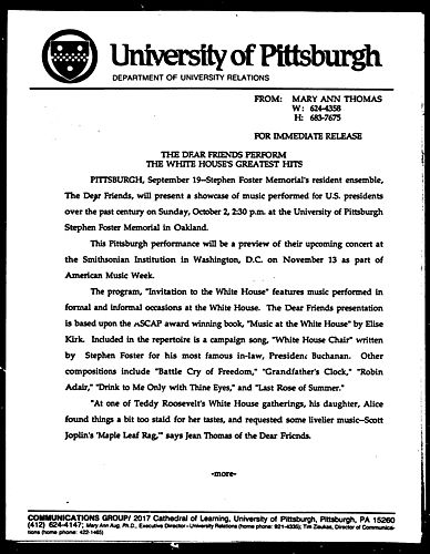 The Dear Friends Perform The White House's Greatest Hits