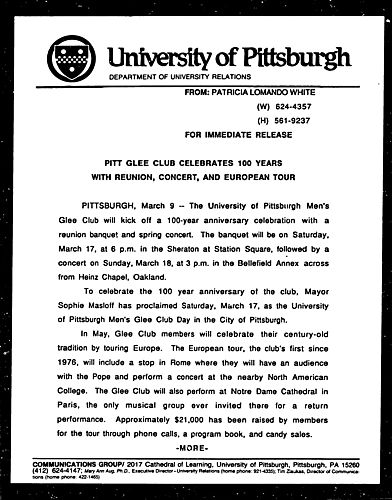 Pitt Glee Club Celebrates 100 Years With Reunion, Concert, And European Tour
