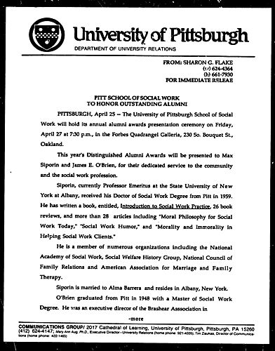 Pitt School Of Social Work To Honor Outstanding Alumni