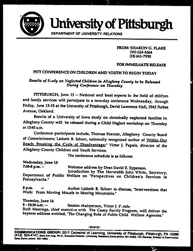 Pitt Conference On Children And Youth To Begin Today