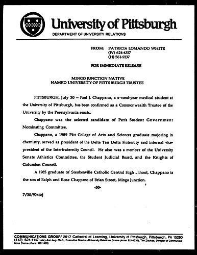 Mingo Junction Native Named University Of Pittsburgh Trustee