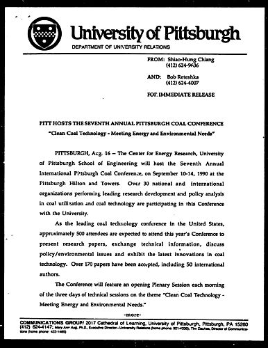 Pitt Hosts The Seventh Annual Pittsburgh Coal Conference