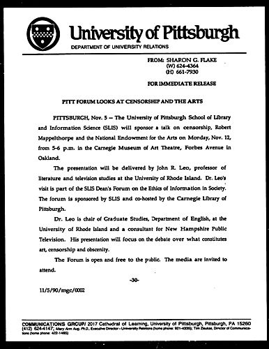 Pitt Forum Looks At Censorship And The Arts