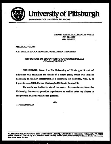 Pitt School Of Education To Announce Details Of A Major Grant