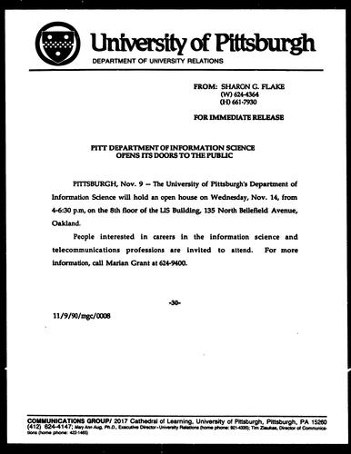 Pitt Department Of Information Science