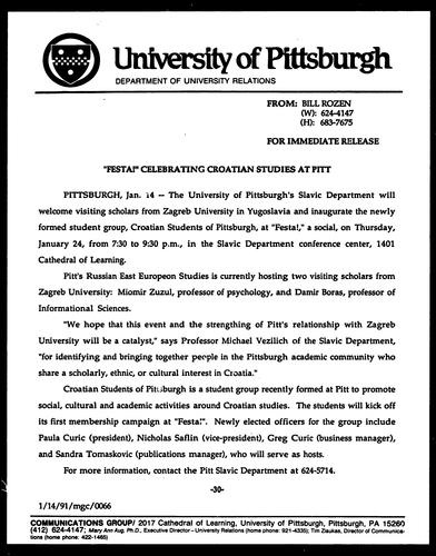 "Festa!" Celebrating Croatian Studies At Pitt