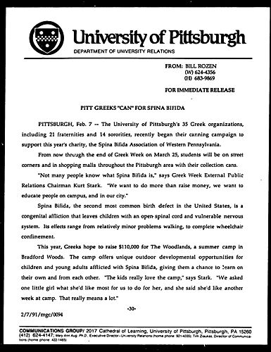 Pitt Greeks "Can" For Spina Bifida
