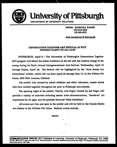 Generations Together Art Festival At Pitt Honors Talent Of All Ages