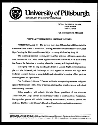 Pitt's Lantern Night Shines For 70 Years