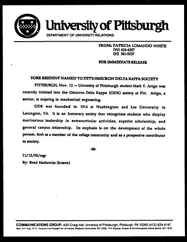 York Resident Named to Pitt's Omicron Delta kappa Society