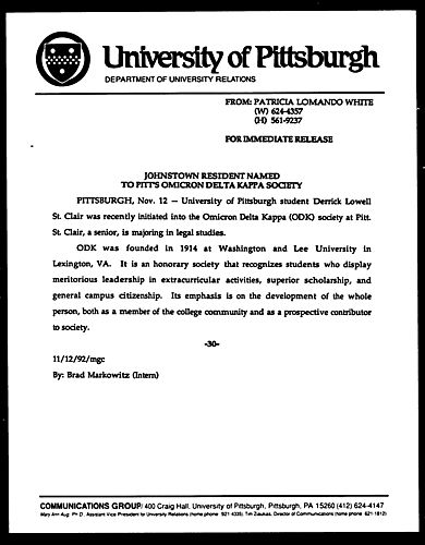 Johnstown Resident Named to Pitt's Omicron Delta Kappa Society