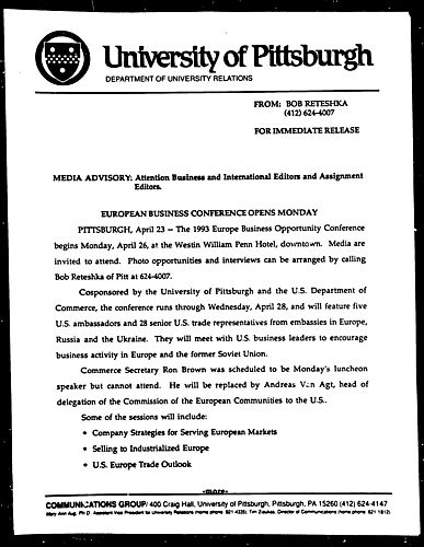 European Business Conference Opens Monday