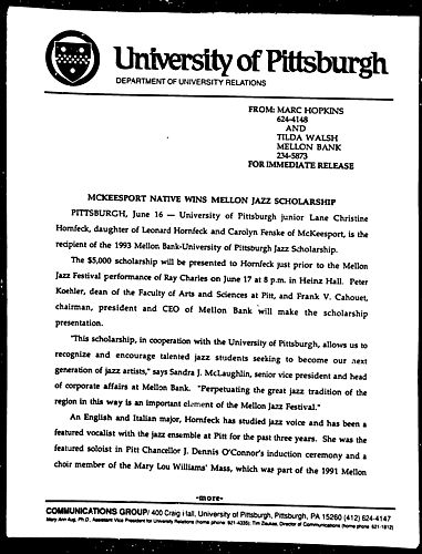 McKeesport Native Wins Mellon Jazz Scholarship