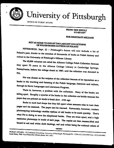 Pitt is Home to One of the Largest Collections of Polish Book outside of Poland