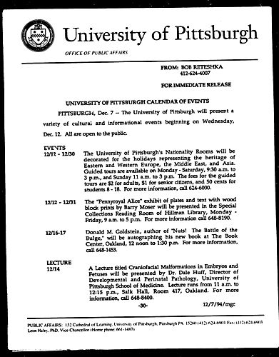 University of Pittsburgh Calendar of Events