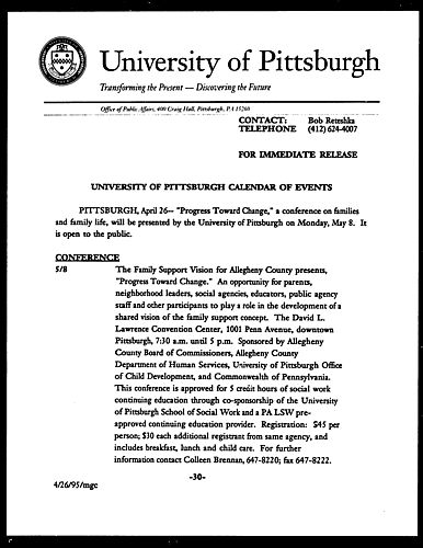 University of Pittsburgh Calendar of Events