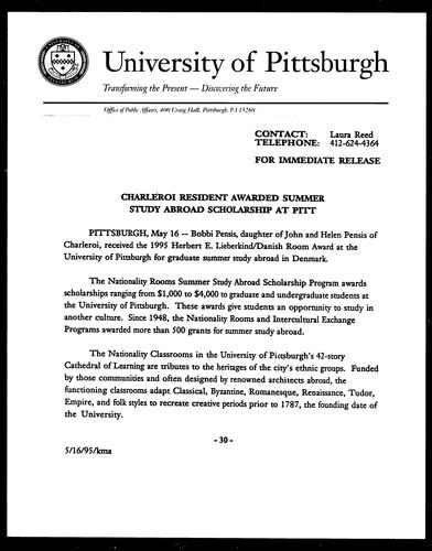 Charleroi Resident Awarded Summer Study Abroad Scholarship at Pitt