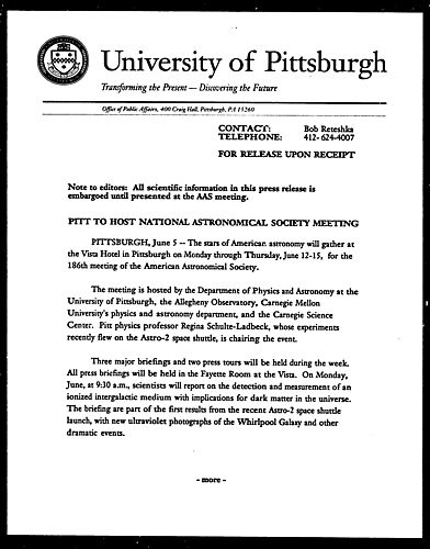 Pitt to Host National Astronomical Society Meeting