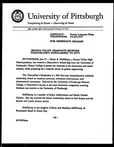 Seneca Valley Graduate Receives Chancellor's Scholarship to Pitt