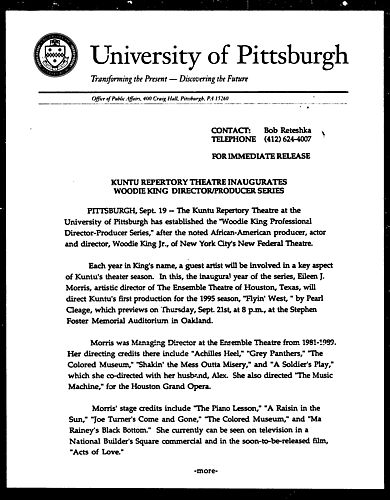 Kuntu Repertory Thetare Inagurates Woodie King Director/Producer