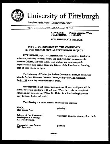 Pitt Students Give to the Community in the Second Annual Pittsburgh Project