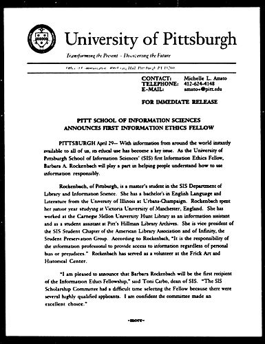 Pitt School of Information Sciences Announces First Information Ethics Fellow