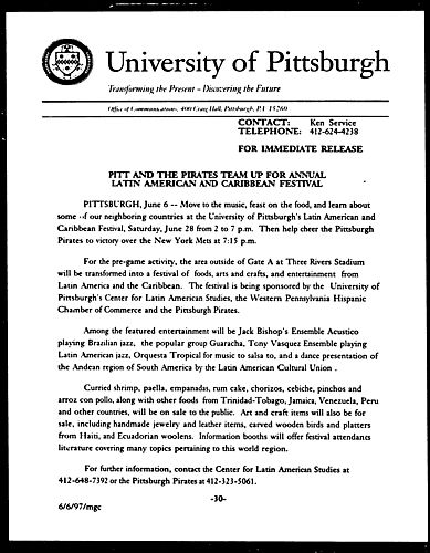 Pitt and the Pirates Team Up for Annual Latin American and Caribbean Festival