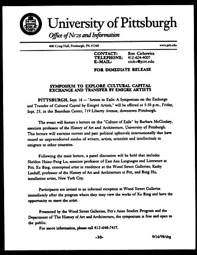 Symposium to Explore Cultural Capital Exchange and Transfer by Emigre Artists