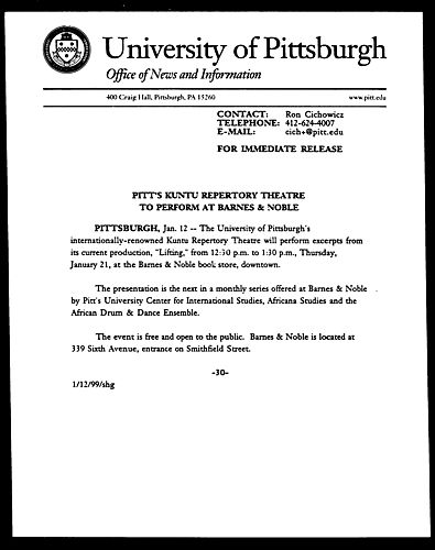 Pitt's Kuntu Repertory Theatre to Perform at Barnes & Noble