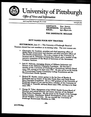 Pitt Names Four New Trustees