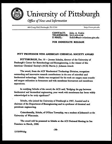 Pitt Professor Wins American Chemical Society Award