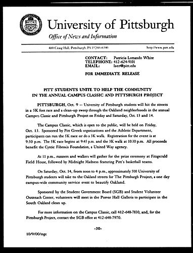 Pitt Students Unite to Help the Community in the Annual Campus Classic and Pittsburgh Project