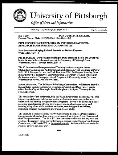 Pitt Conference Explores an Intergenerational Approach to Rebuilding Communities